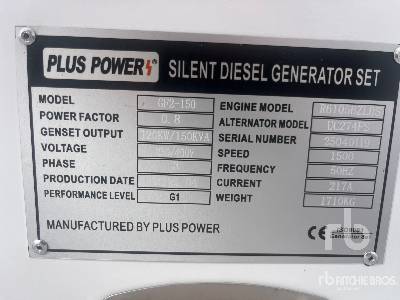 Unused 2025 PLUS POWER GF2-150 150 kVA (Unused) Gen Set (250-749 Kw/310-950 Kva) Unused 2025 PLUS POWER GF2-150 150 kVA (Unused) Gen Set (250-749 Kw/310-950 Kva)