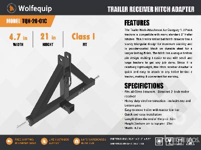 Unused 2025 TQH-26-02C Hitch Receiver Adapter (Unused) Tractor 3 Point Hitch Unused 2025 TQH-26-02C Hitch Receiver Adapter (Unused) Tractor 3 Point Hitch